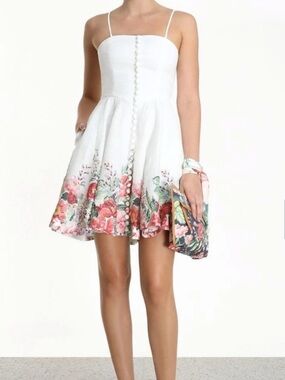 NWT Zimmermann Bellitude Bustier Short Dress Ivory Floral US 6